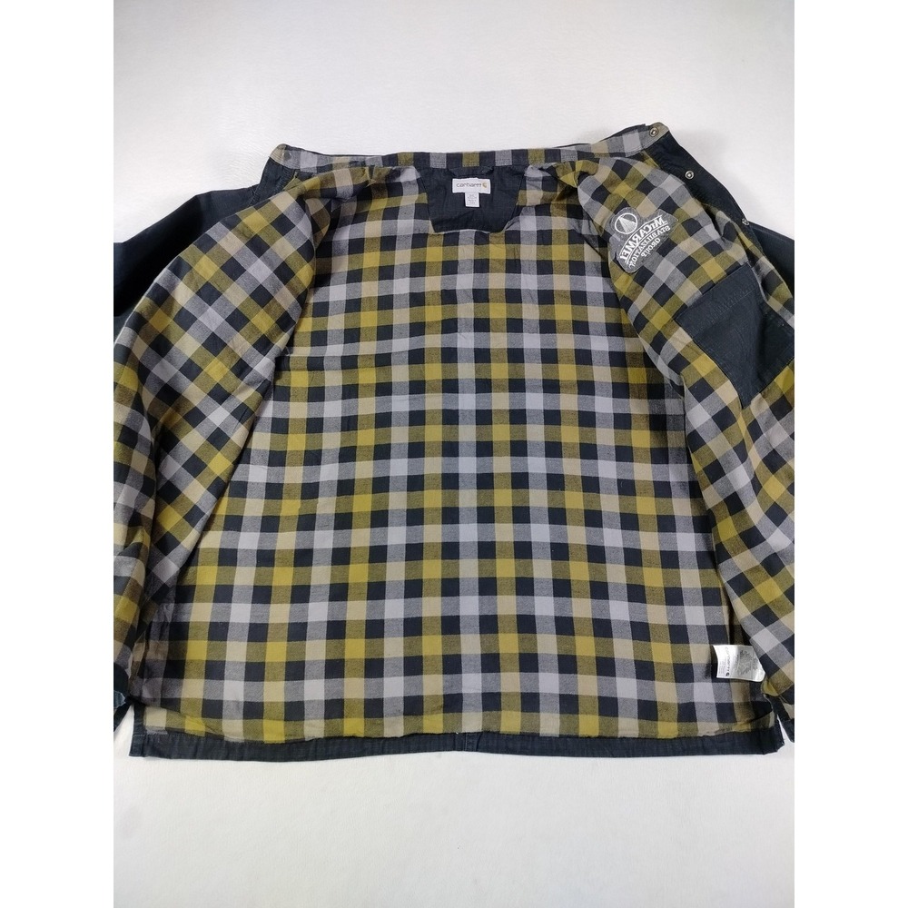 Carhartt Jacket Mens 3XL Black Canvas Shirt Jac Flannel Lined Workwear Ripstop - Picture 6 of 16